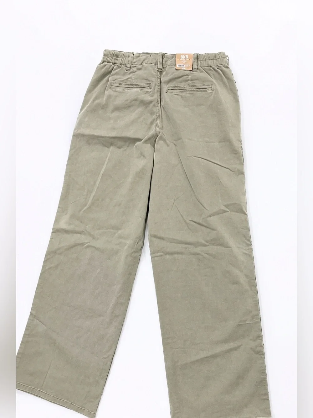 NWT BKE Women's Olive Green Wide Leg Pants Elastic Waist Size 29x32